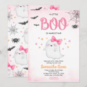 Pink A Little Boo Baby shower Invitation Kaart (Voorkant / Achterkant)