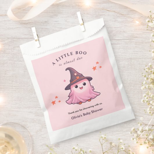 Pink A Little Boo Halloween Baby Shower Bedankzakje (Geknipt)
