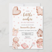 Pink A Little Cookie Baby Shower Kaart (Voorkant)