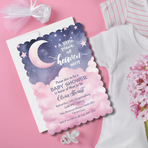 Pink A Little Piece of Heaven Sent Baby shower Kaart