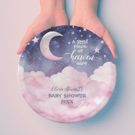 Pink A Little Piece of Heaven Sent Baby shower Papieren Bordje
