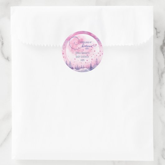 Pink A Little Piece of Heaven Sent Baby shower Ronde Sticker (Tas)