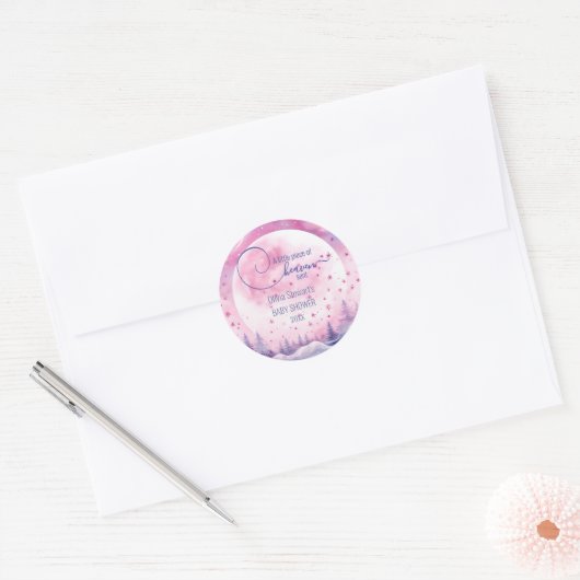 Pink A Little Piece of Heaven Sent Baby shower Ronde Sticker (Envelop)