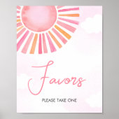 Pink A Little Ray of Sunshine Baby shower Favors Poster (Voorkant)