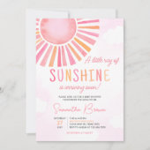 Pink A Little Ray of Sunshine Baby shower Kaart (Voorkant)