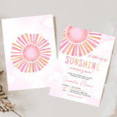 Pink A Little Ray of Sunshine Baby shower Kaart