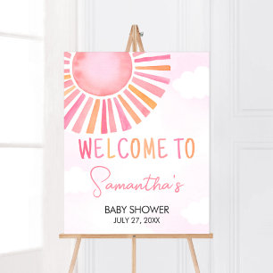 Pink A Little Ray of Sunshine Baby shower Welkom Poster