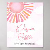 Pink A Little Ray of Sunshine Diaper Raffle Poster (Voorkant)