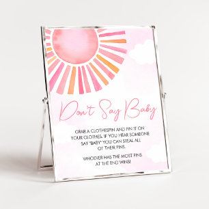 Pink A Little Ray of Sunshine Zeg geen Baby Poster