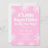 Pink A Little Snowflake komt eraan! Baby Shower Kaart (Voorkant)