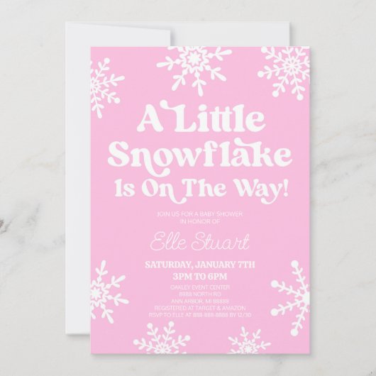 Pink A Little Snowflake komt eraan! Baby Shower Kaart (Voorkant)