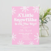 Pink A Little Snowflake komt eraan! Baby Shower Kaart (Staand voorkant)