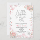 Pink A Little Snowflake komt naar haar Baby shower Kaart (Voorkant)