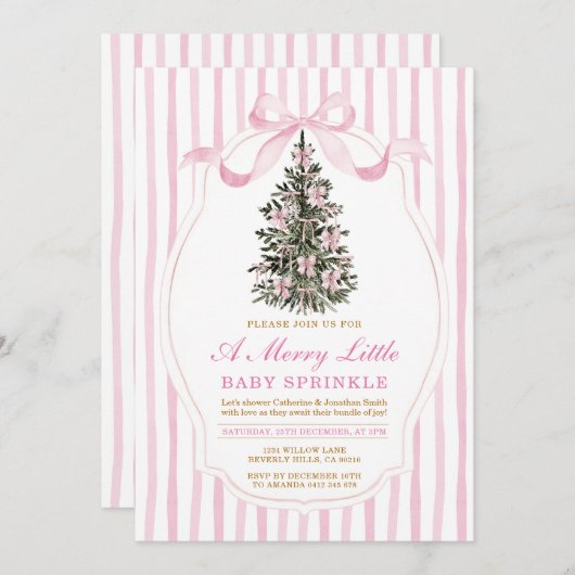 Pink A Merry Little Baby Sprinkle Christmas Tree Kaart (Voorkant / Achterkant)