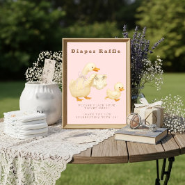 Pink A Silly Goose Diaper Raffle Table Sign Kaart