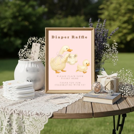 Pink A Silly Goose Diaper Raffle Table Sign Kaart