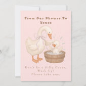 Pink A Silly Goose From Our Shower To Yours Sign Kaart (Achterkant)