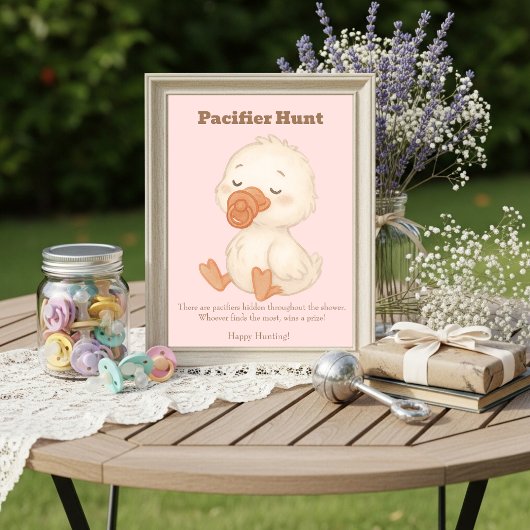 Pink A Silly Goose Pacifier Hunt Baby Shower   Kaart