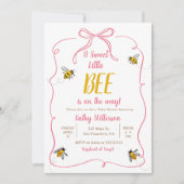 Pink A Sweet Little Honey Bee Gingham Baby shower Kaart (Voorkant)