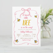 Pink A Sweet Little Honey Bee Gingham Baby shower Kaart (Staand voorkant)