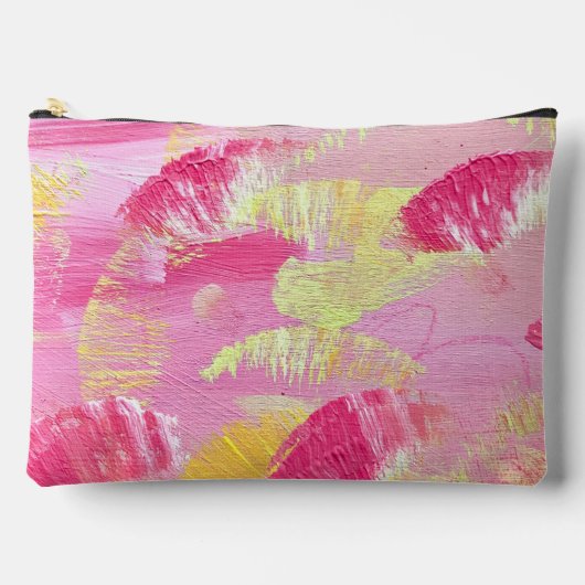 Pink Abstract Art Zipper Pouch or Makeup Bag Etui (Voorkant)