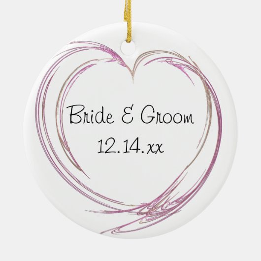 Pink Abstract Heart Keramisch Ornament (Achterkant)