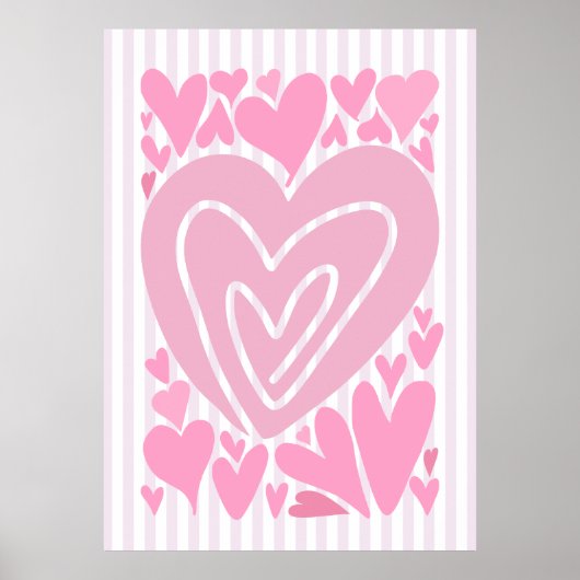 Pink Abstract Hearts Poster (Voorkant)