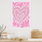 Pink Abstract Hearts Poster (Keuken)