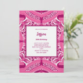 Pink Abstract Pattern Birthday Invitation Kaart (Staand voorkant)
