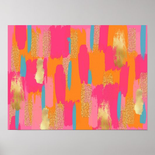 Pink Abstract Preppy Dorm Decor Poster (Voorkant)