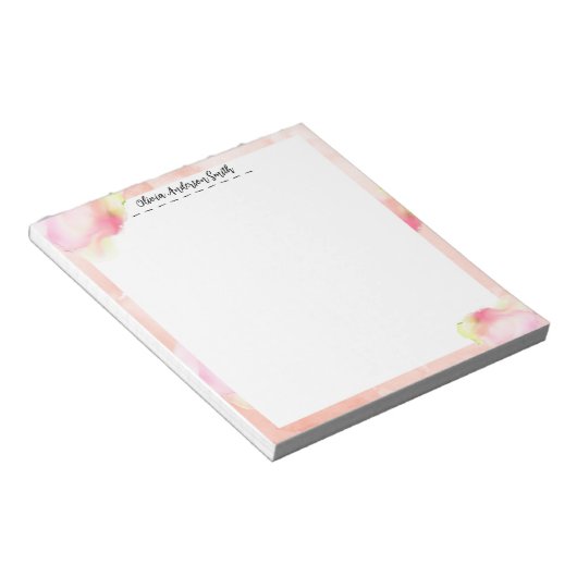 Pink Abstract Watercolor Custom Notepad Notitieblok (Schuin)