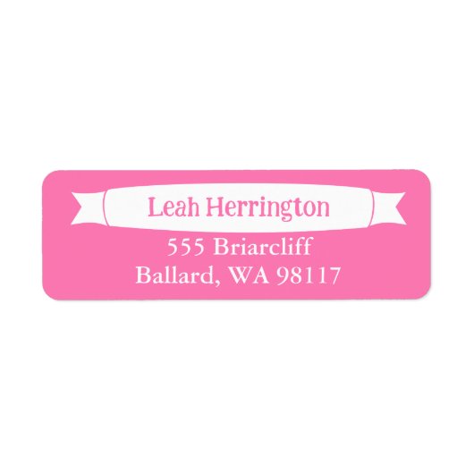 Pink Address Label with Decorative Banner (Voorkant)