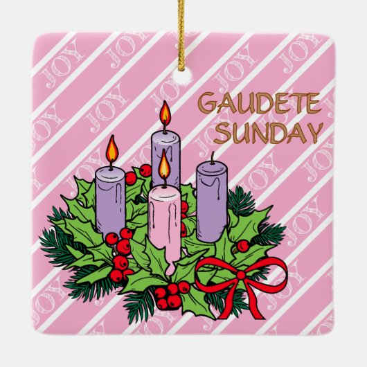 Pink Advent BVM / Gaudete Sunday Square Keramisch Ornament (Achterkant)