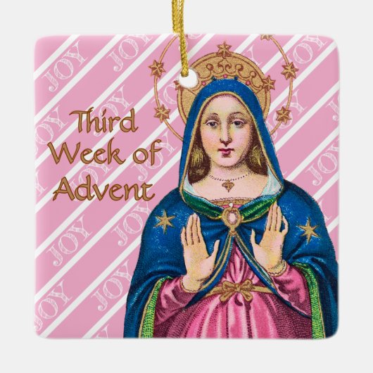 Pink Advent BVM / Gaudete Sunday Square Keramisch Ornament (Voorkant)