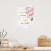 Pink Adventure Hot Air Balloon Baby shower Welkom Poster (Keuken)