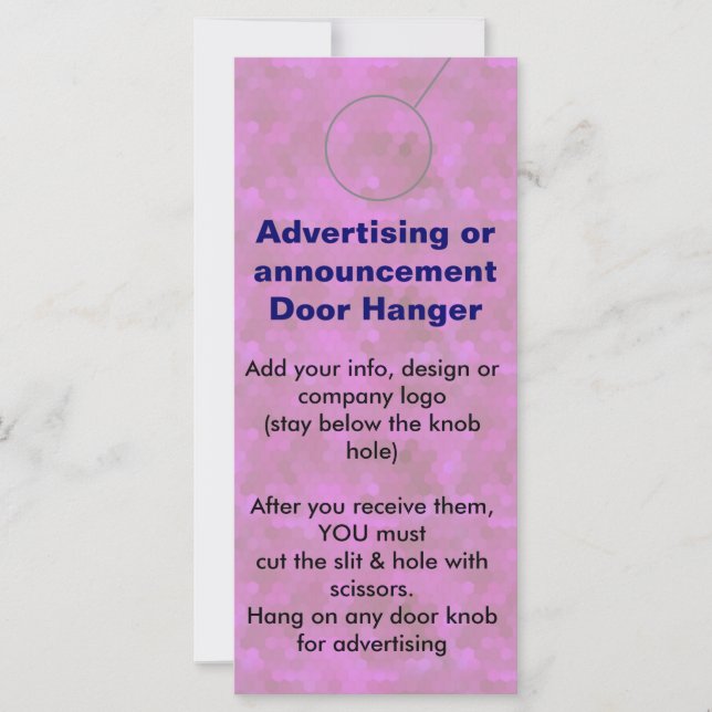PINK Adverteren DEUR HANGER-labels (Voorkant)