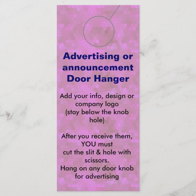 PINK Adverteren DEUR HANGER-labels (Voorkant)
