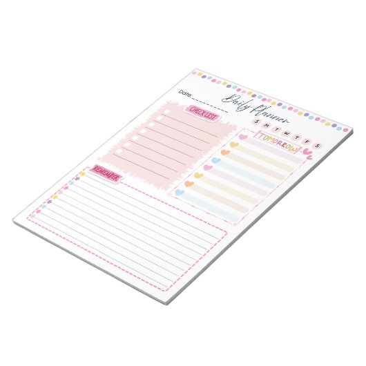 Pink Aesthetic Daily Planner Notepad Notitieblok (Schuin)