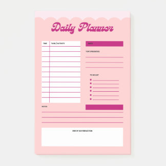 Pink Aesthetic Daily Planner Post-it® Notepad Notes