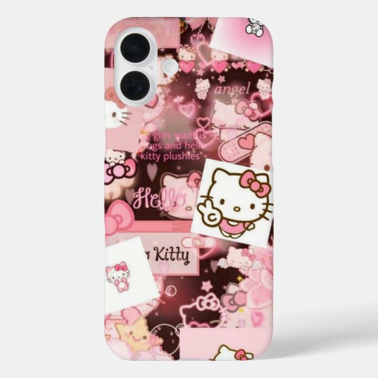 Pink Aesthetic Hello Kitty iPhone 16 Plus Case (Achterkant)