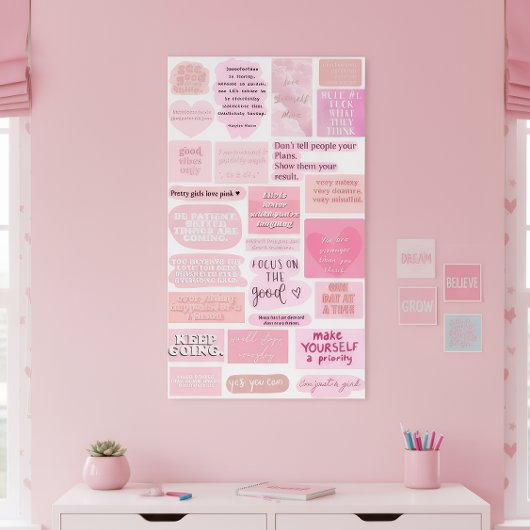 Pink Aesthetic Vision Board Quotes Poster