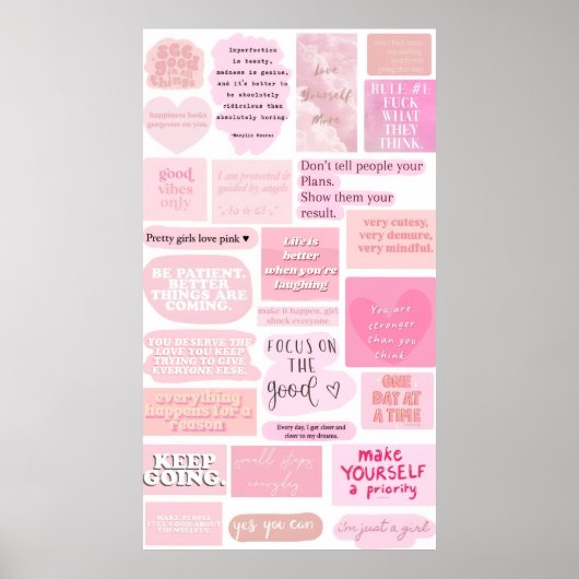 Pink Aesthetic Vision Board Quotes Poster (Voorkant)