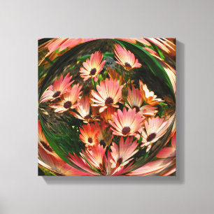 Pink African Daisies Abstract Floral Canvas Afdruk