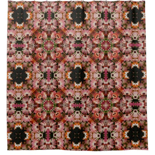 Pink African Daisies Abstract Floral Douchegordijn (Voorkant)