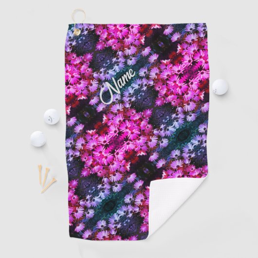 Pink African Daisy Flowers Abstract, gepersonalise Golfhanddoek (Insitu)