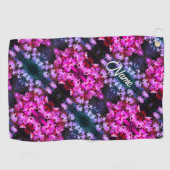 Pink African Daisy Flowers Abstract, gepersonalise Golfhanddoek (Horizontaal)