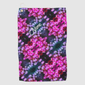 Pink African Daisy Flowers Abstract, gepersonalise Golfhanddoek (Voorkant)