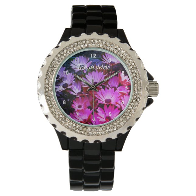 Pink African Daisy Flowers Abstract, gepersonalise Horloge (Voorkant)