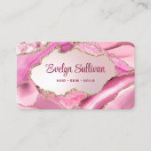 Pink Agate Faux Folie Visitekaartje (Voorkant)