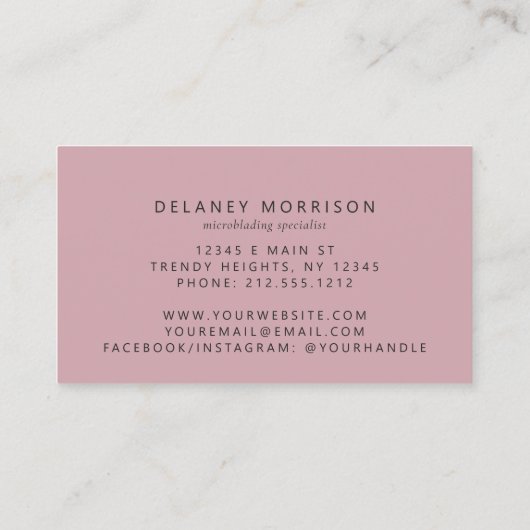 Pink Agate Gold Glitter Luxury Microblading Visitekaartje (Achterkant)